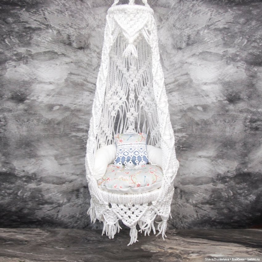 Подвесное плетеное кресло для бжд кукол