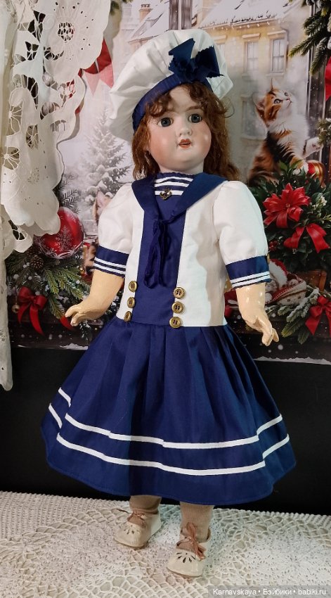 Комплект в морском стиле для антикварных кукол и реплик 54-56см.роста