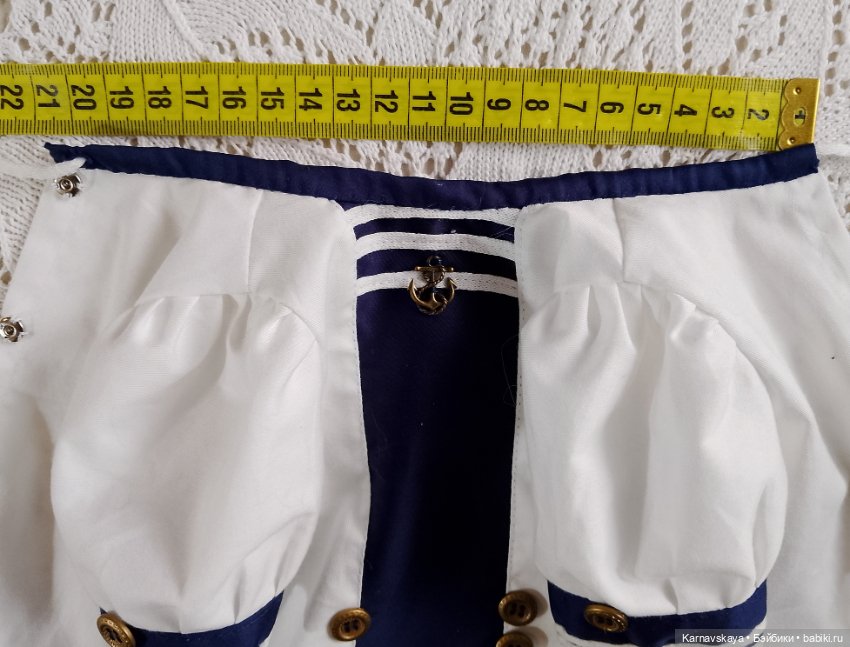 Комплект в морском стиле для антикварных кукол и реплик 54-56см.роста (фото 7)