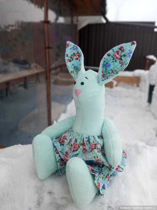 Мятный текстильный зайчик (фото 2)