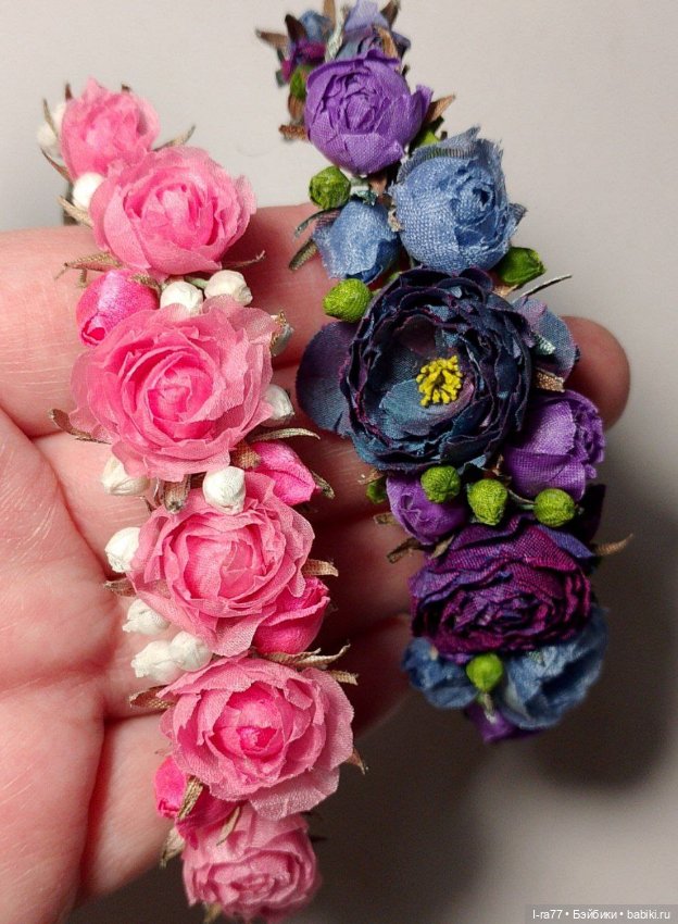 Ободки из шелка для куклы ОГ 23-25см