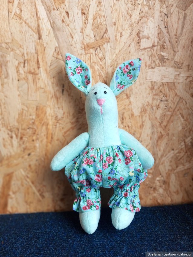 Мятный текстильный зайчик (фото 4)
