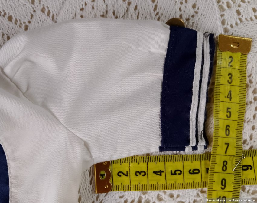 Комплект в морском стиле для антикварных кукол и реплик 54-56см.роста (фото 8)