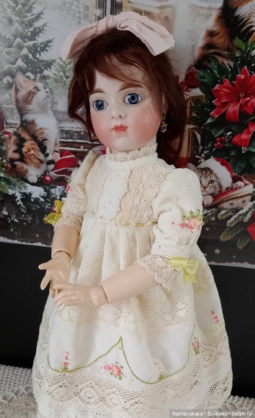 Батистовое платье для антикварных кукол и реплик на рост 45см(+-2см) (фото 5)