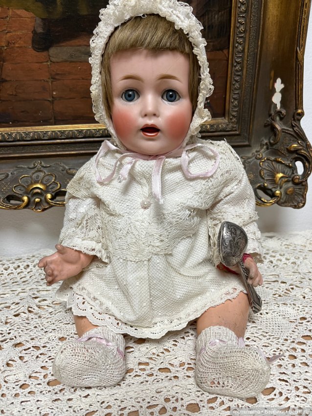 Антикварная кукла J.D Kestner /Кестнер 257 c погремушкой рост 42 см (фото 3)