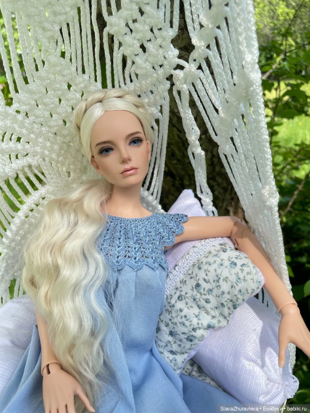 Подвесное плетеное кресло для бжд кукол (фото 5)