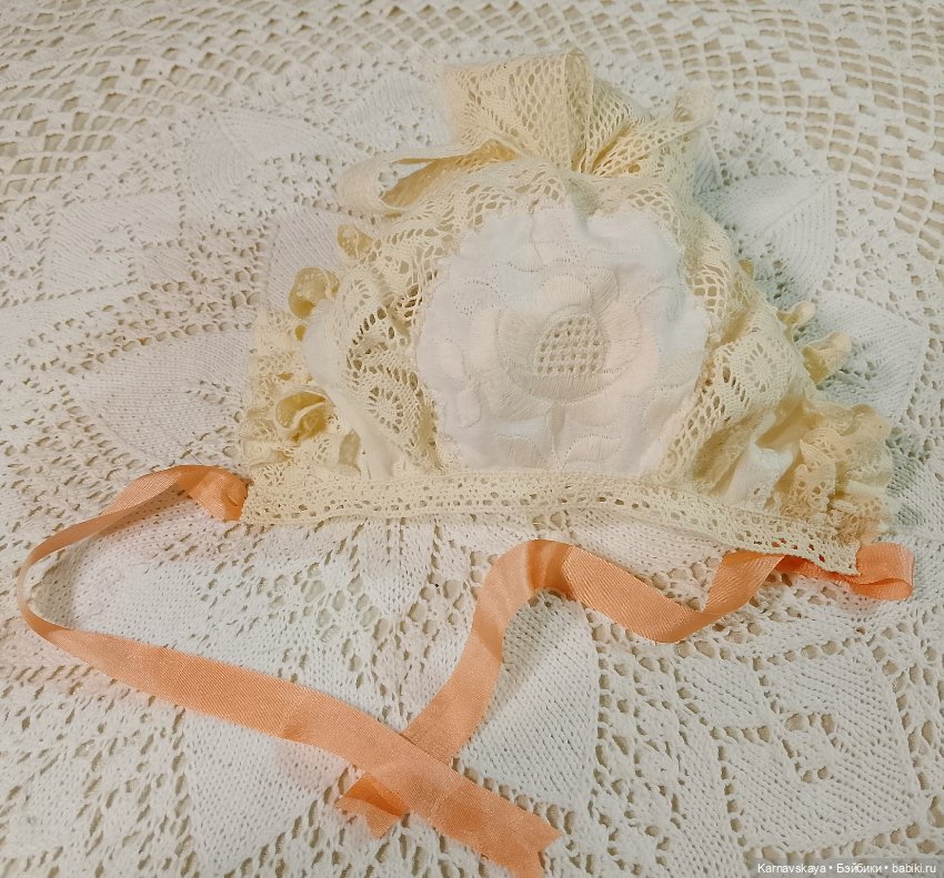 Батистовый крестильный комплект для винтажного или антикварного малыша ростом 38-42см (фото 9)