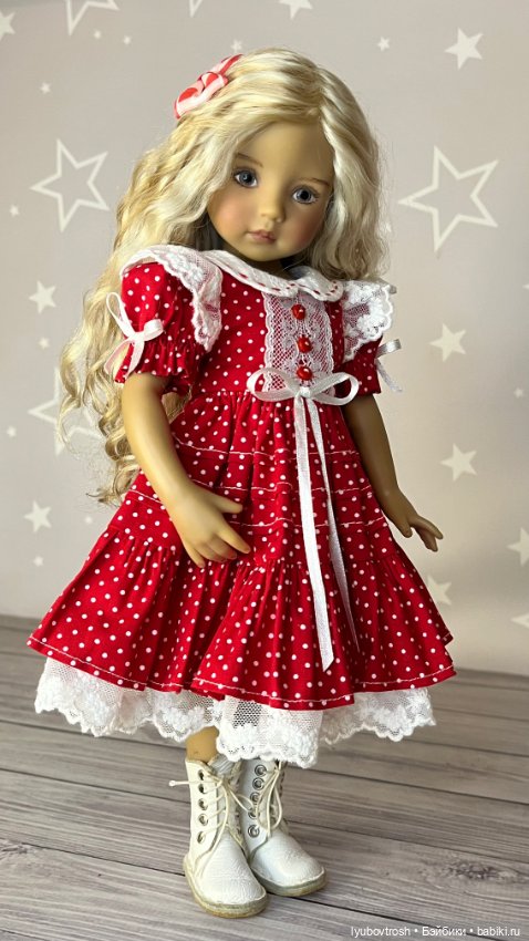 Платье красное в горошек для Little Darling и аналогичных кукол ❗️ (фото 4)