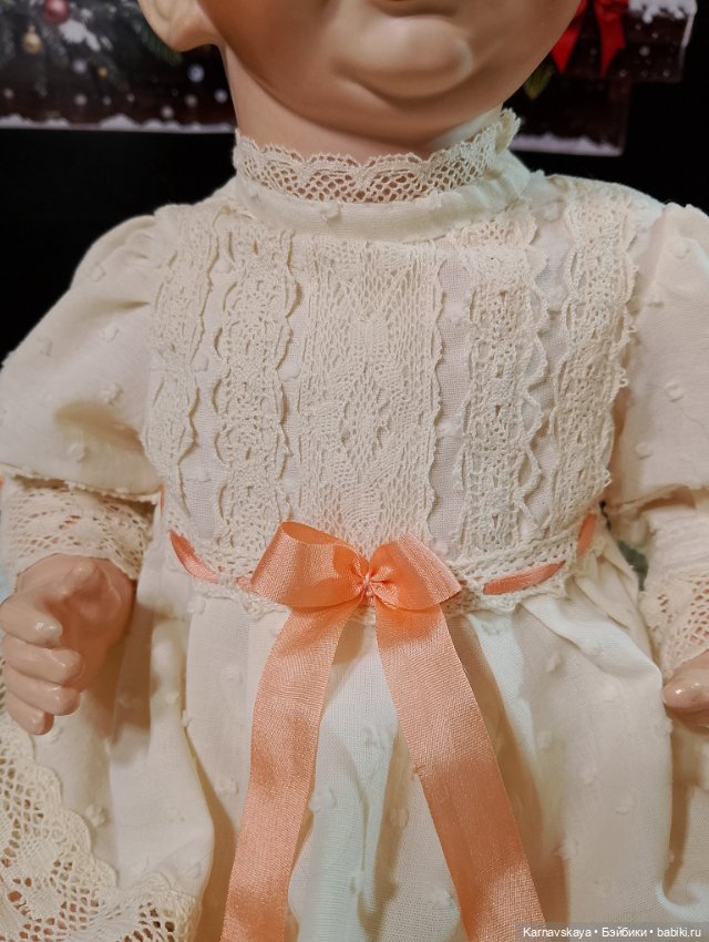 Батистовый крестильный комплект для винтажного или антикварного малыша ростом 38-42см (фото 7)