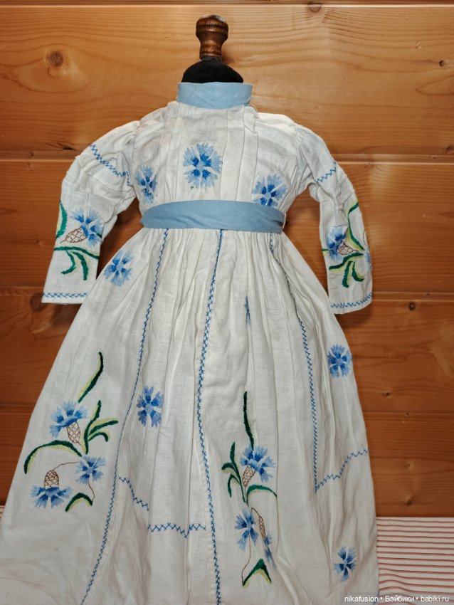 Платье лен на антикварную или винтажную куклу (фото 3)