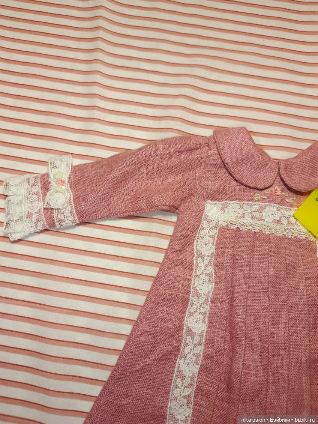 Платье лён на антикварную или винтажную куклу рост 45 см (фото 6)