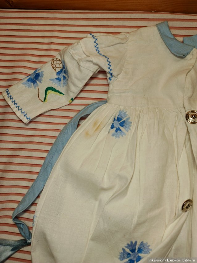 Платье лен на антикварную или винтажную куклу (фото 7)
