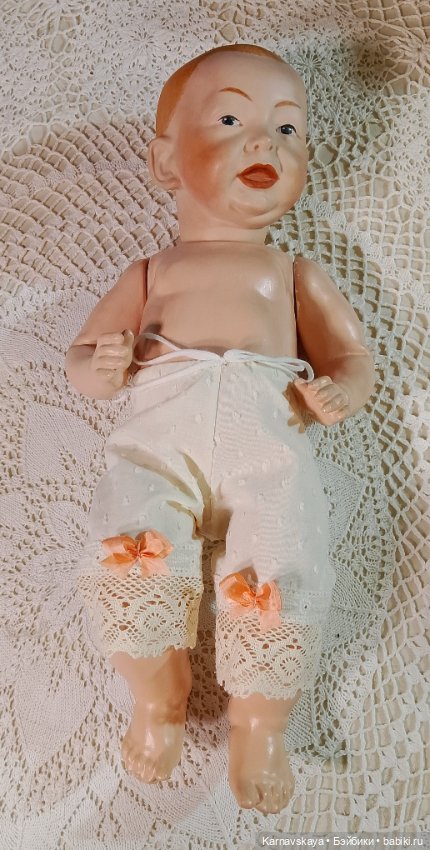 Батистовый крестильный комплект для винтажного или антикварного малыша ростом 38-42см (фото 3)