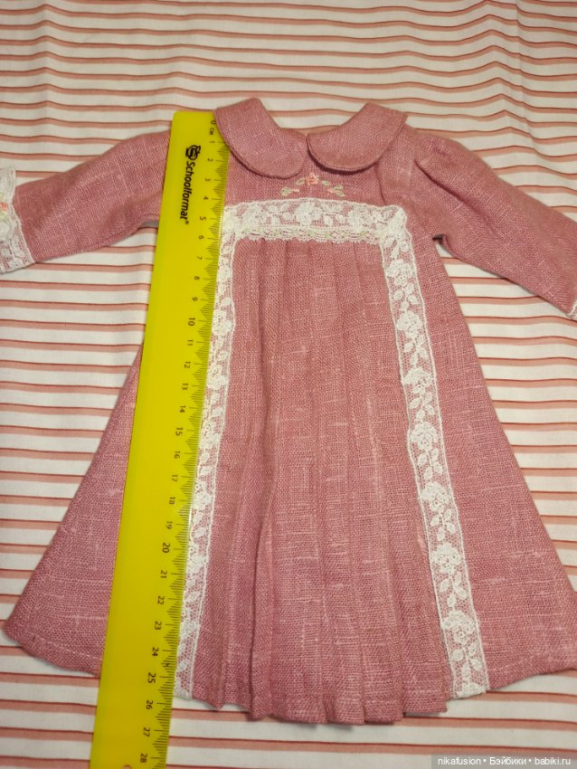 Платье лён на антикварную или винтажную куклу рост 45 см (фото 7)