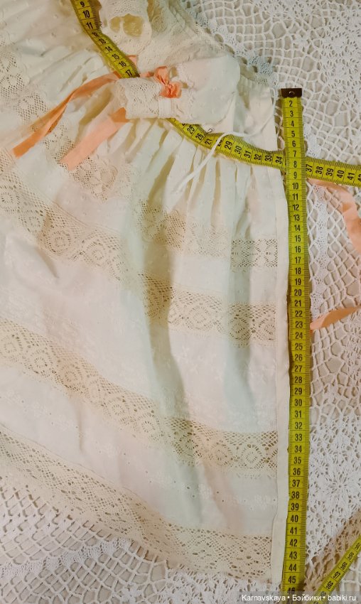 Батистовый крестильный комплект для винтажного или антикварного малыша ростом 38-42см