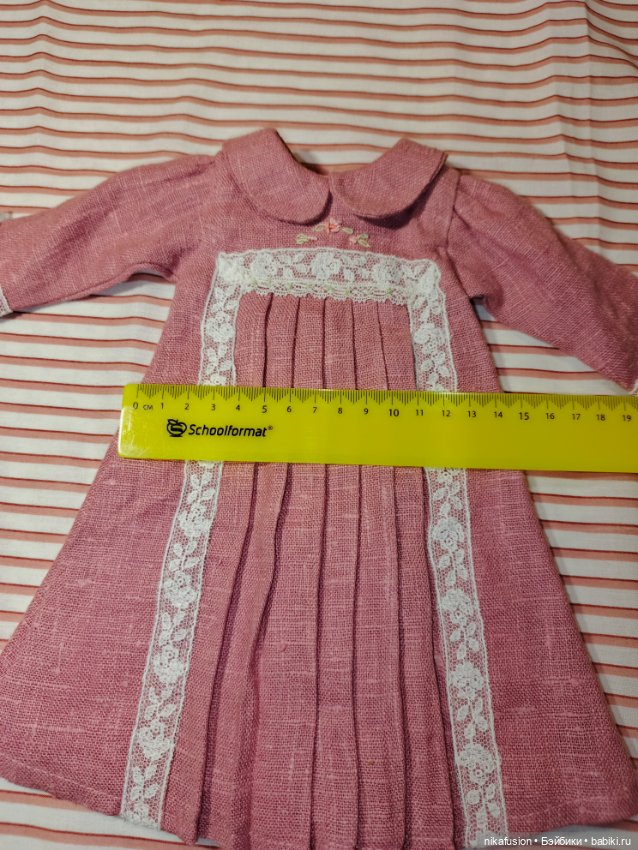 Платье лён на антикварную или винтажную куклу рост 45 см (фото 8)