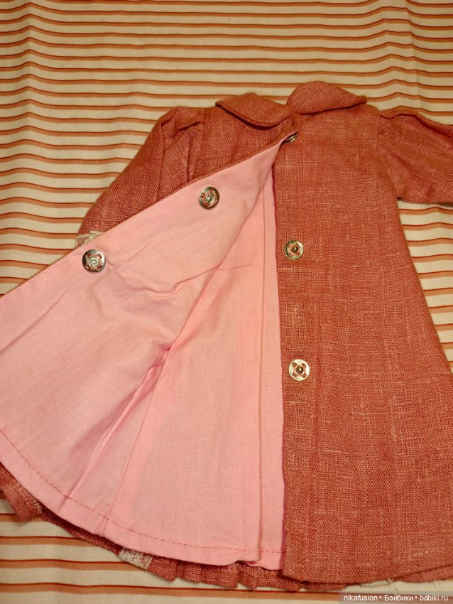 Платье лён на антикварную или винтажную куклу рост 45 см (фото 9)