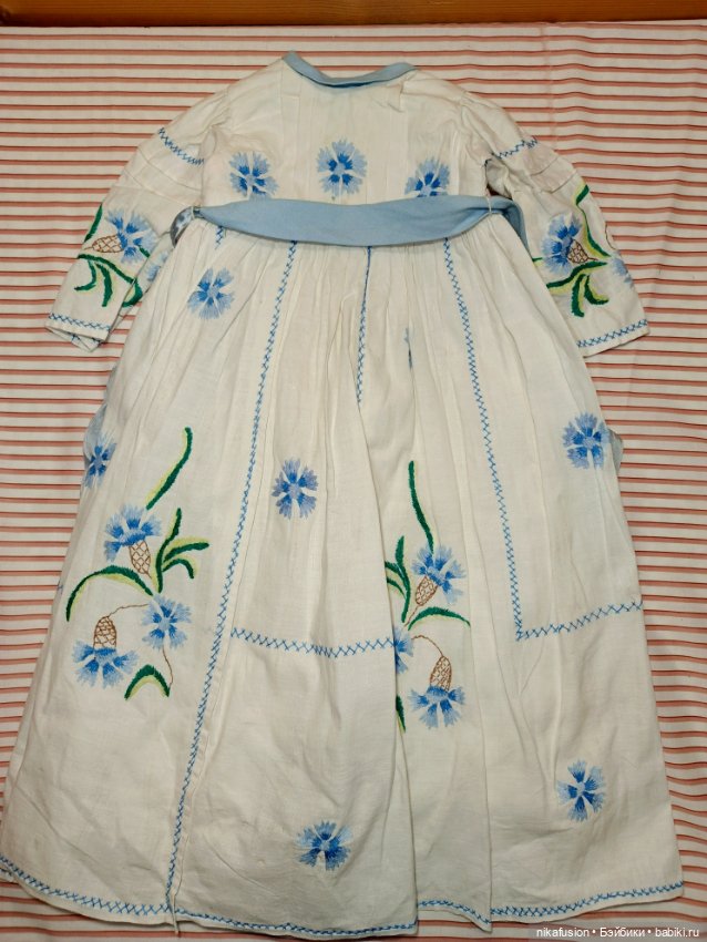 Платье лен на антикварную или винтажную куклу (фото 4)