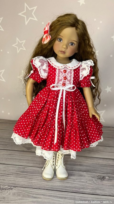 Платье красное в горошек для Little Darling и аналогичных кукол ❗️