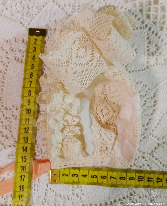 Батистовый крестильный комплект для винтажного или антикварного малыша ростом 38-42см (фото 10)