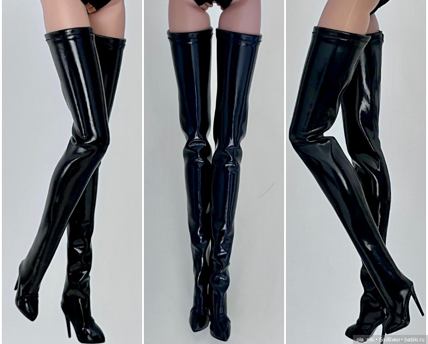 Высокие лакированные ботфорты