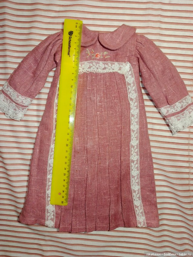 Платье лён на антикварную или винтажную куклу рост 50-55 см (фото 5)