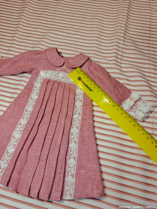 Платье лён на антикварную или винтажную куклу рост 45 см (фото 5)