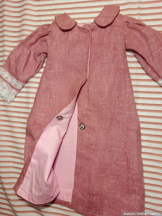 Платье лён на антикварную или винтажную куклу рост 50-55 см (фото 7)