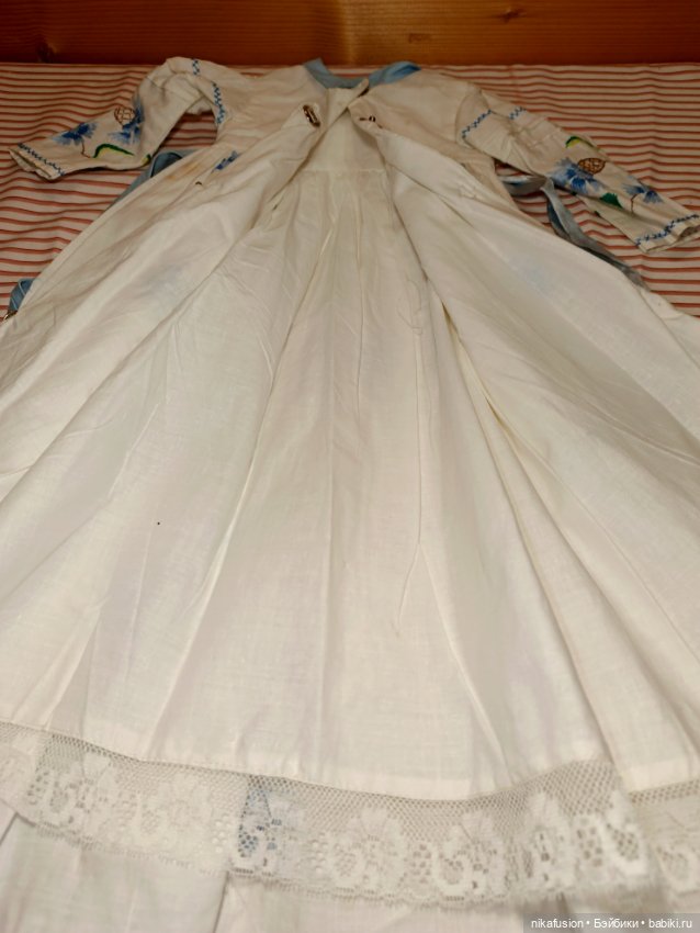 Платье лен на антикварную или винтажную куклу (фото 8)