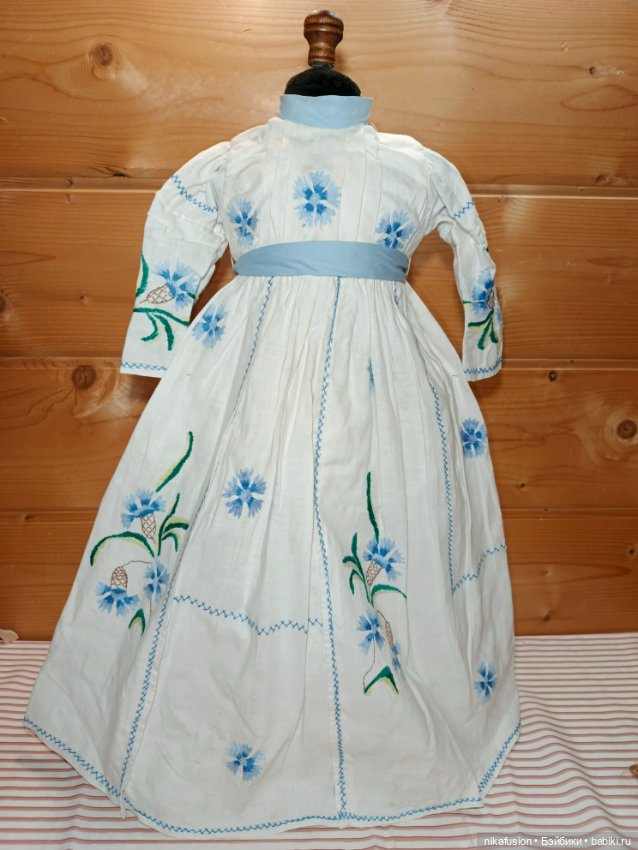 Платье лен на антикварную или винтажную куклу (фото 2)