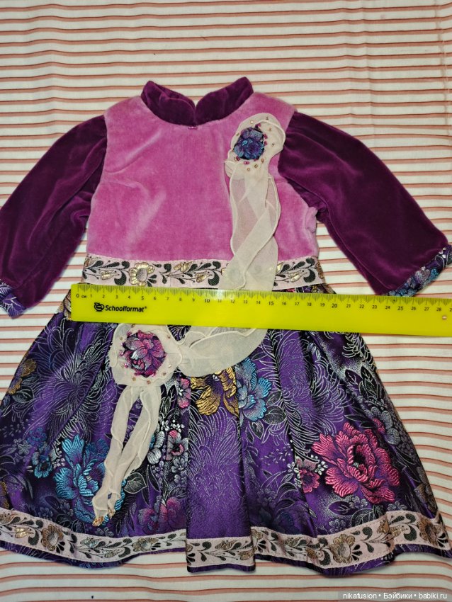 Платье бархат на антикварную или винтажную куклу рост 50 см (фото 6)