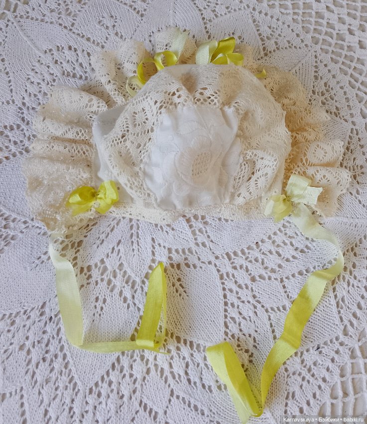 Батистовый крестильный комплект для винтажного или антикварного малыша ростом 38-42см (фото 9)