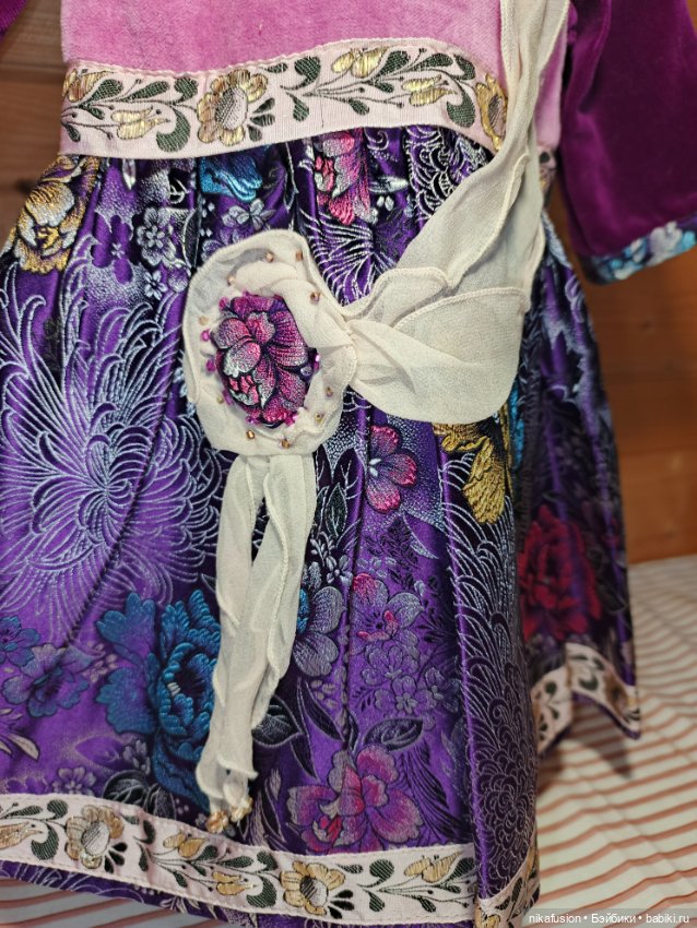 Платье бархат на антикварную или винтажную куклу рост 50 см (фото 4)