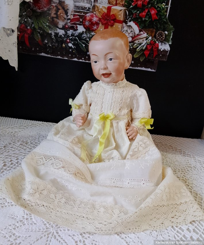 Батистовый крестильный комплект для винтажного или антикварного малыша ростом 38-42см (фото 2)