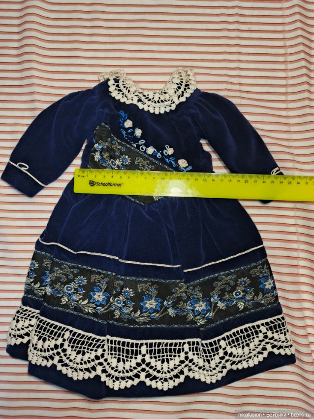Платье бархат на антикварную или винтажную куклу рост 50 см (фото 7)