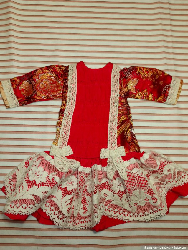 Платье шелк на антикварную или винтажную куклу рост 35 см, Паоло Рейна (фото 5)