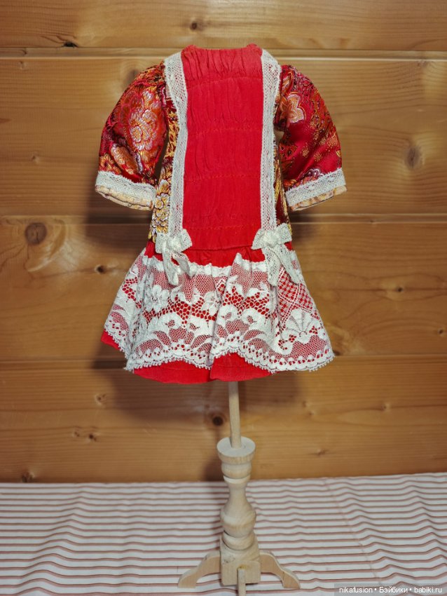 Платье шелк на антикварную или винтажную куклу рост 35 см, Паоло Рейна (фото 3)