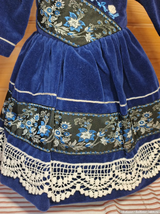 Платье бархат на антикварную или винтажную куклу рост 50 см (фото 4)