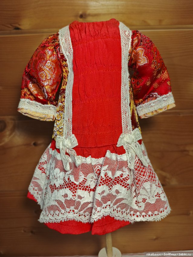 Платье шелк на антикварную или винтажную куклу рост 35 см, Паоло Рейна (фото 2)