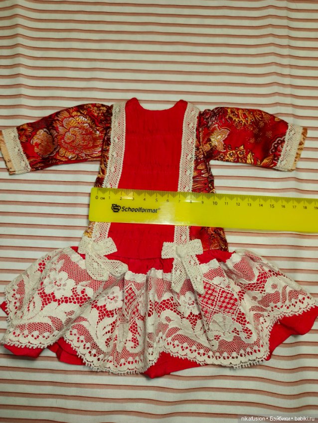 Платье шелк на антикварную или винтажную куклу рост 35 см, Паоло Рейна (фото 6)