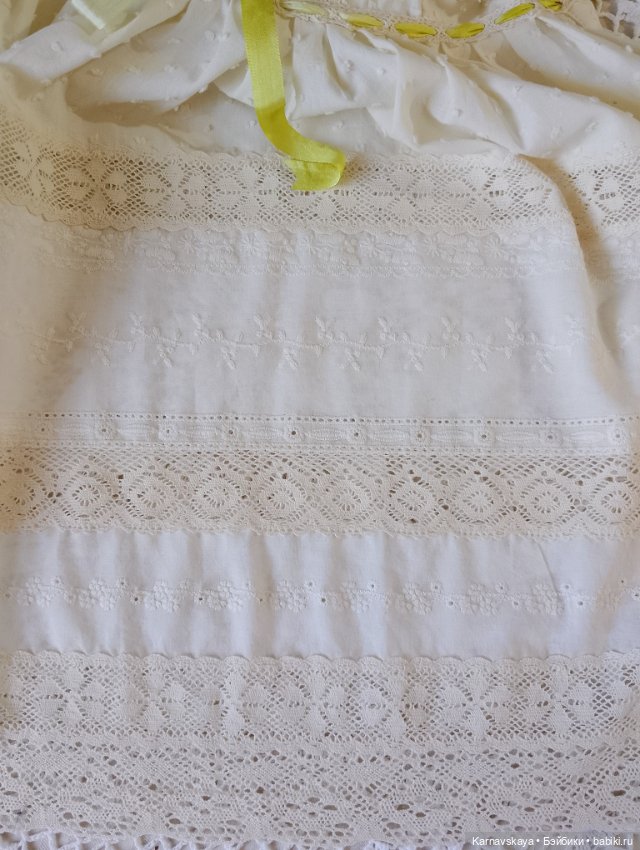 Батистовый крестильный комплект для винтажного или антикварного малыша ростом 38-42см (фото 8)