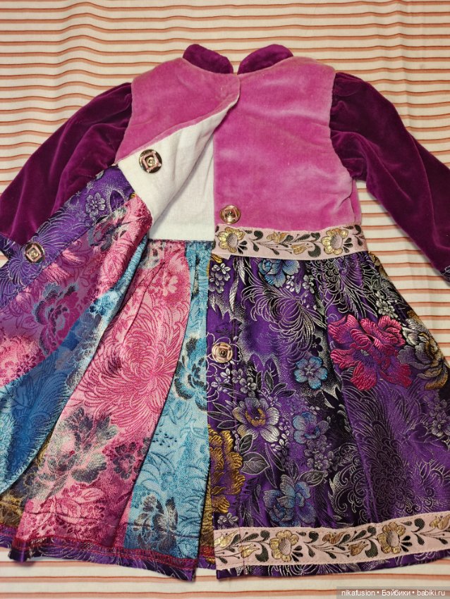 Платье бархат на антикварную или винтажную куклу рост 50 см (фото 8)