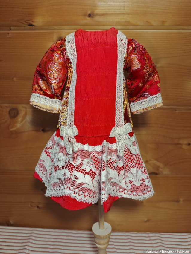 Платье шелк на антикварную или винтажную куклу рост 35 см, Паоло Рейна (фото 4)