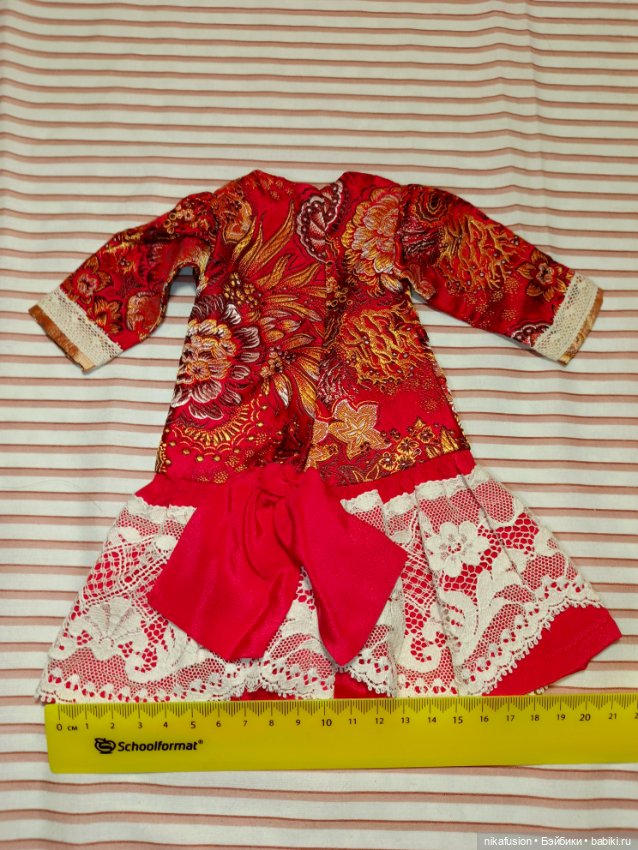 Платье шелк на антикварную или винтажную куклу рост 35 см, Паоло Рейна (фото 8)