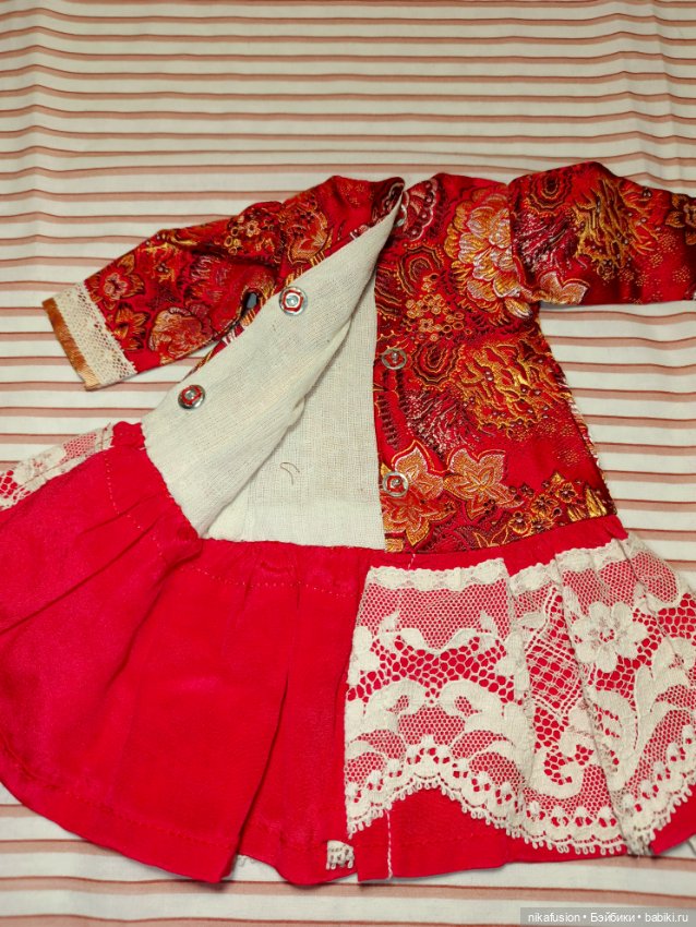 Платье шелк на антикварную или винтажную куклу рост 35 см, Паоло Рейна (фото 9)