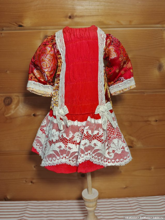 Платье шелк на антикварную или винтажную куклу рост 35 см, Паоло Рейна