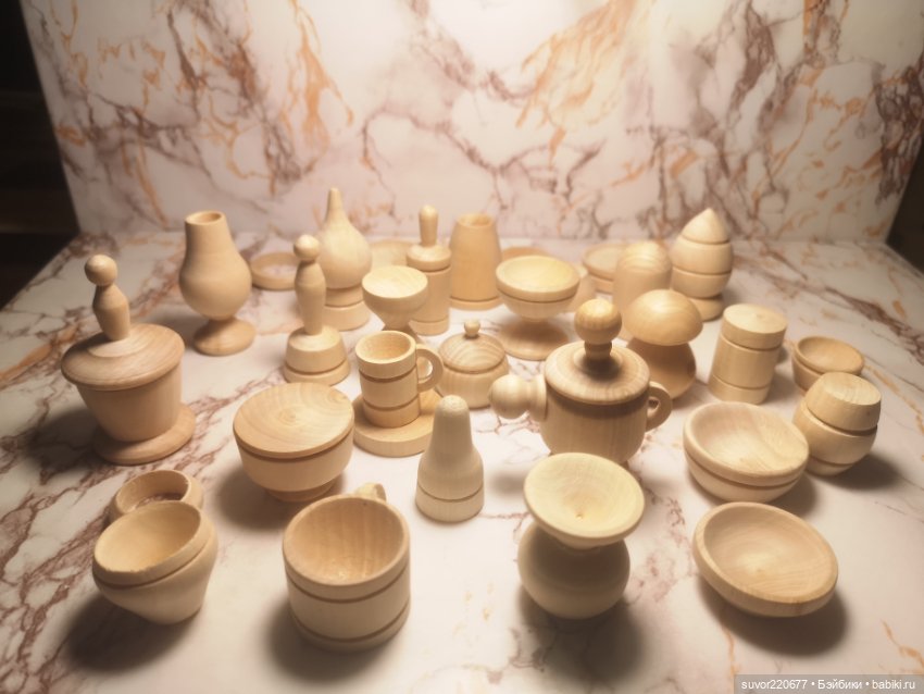 Деревянная посуда для кукол