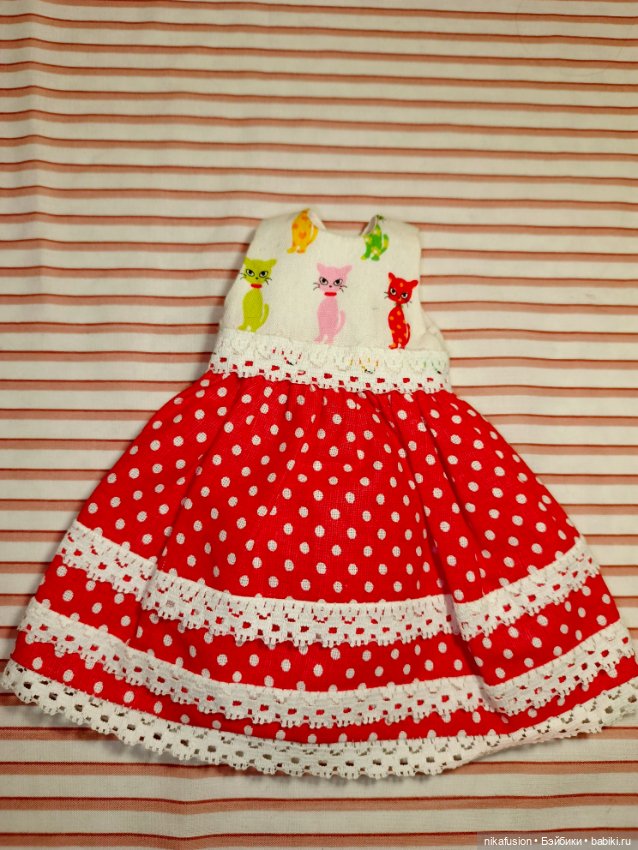 Платье с котиками на куклу Паоло Рейна (фото 5)