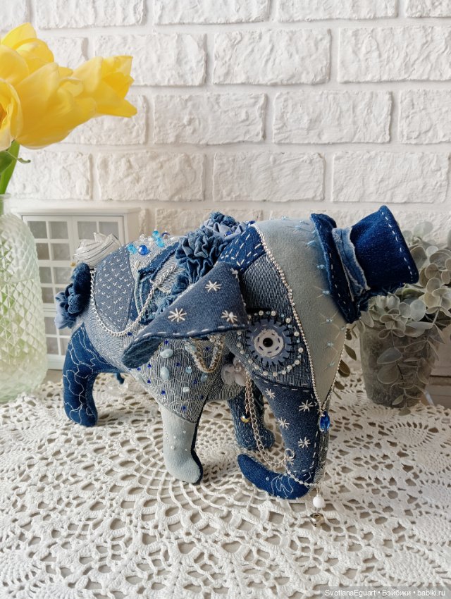 Джинсовый слон Альберт 🐘 — Авторские игрушки