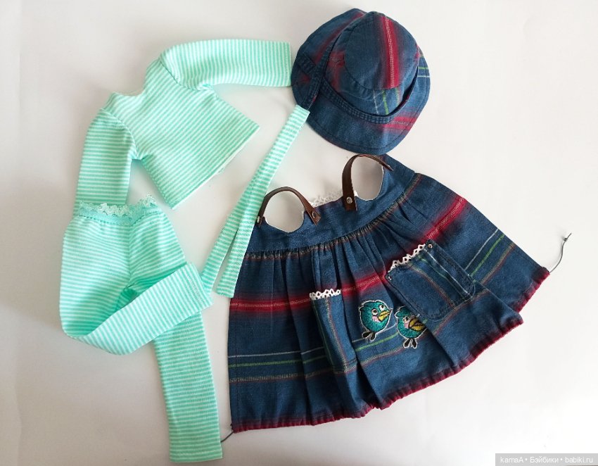 Джинсовый наряд для куклы Паола Рейна (лис и воробьи) (фото 6)